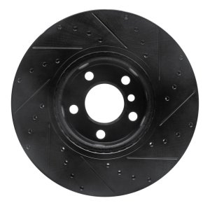 BMW X4 Brake Rotor (1) - Front Left - R1 Concepts - Drilled & Slotted - Black - `11-`18